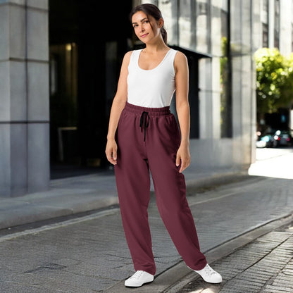 Burgundy Wide-Leg Joggers