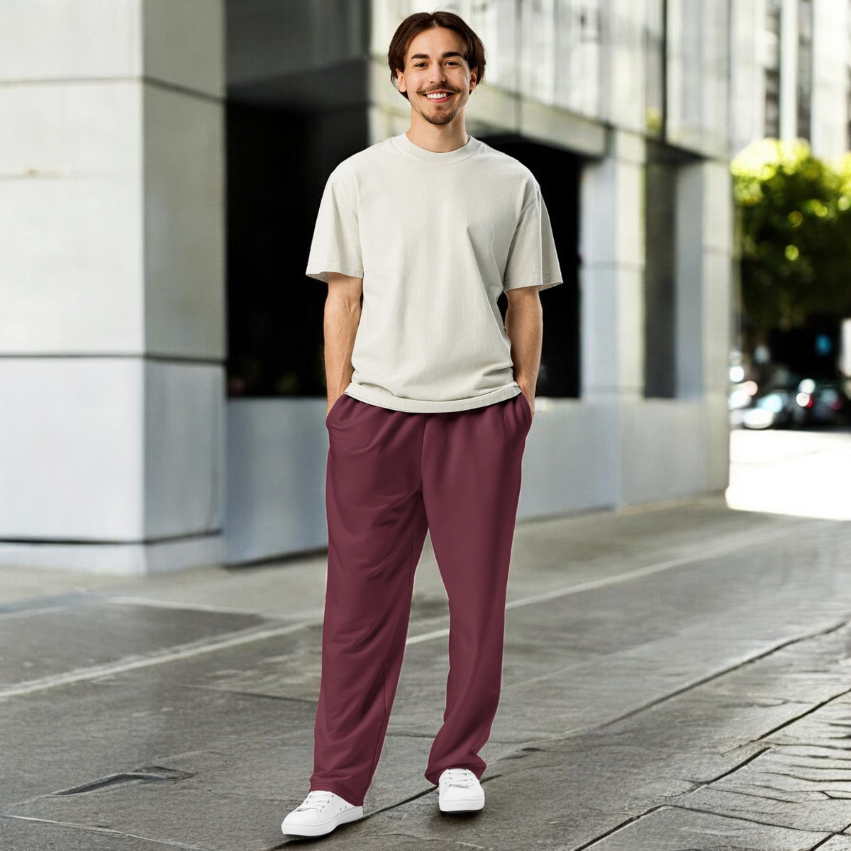 Burgundy Wide-Leg Joggers