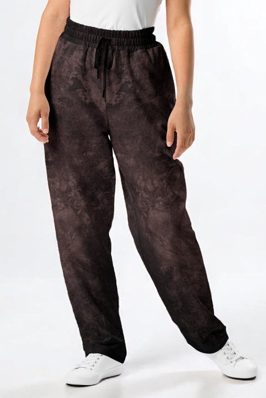 Washed Brown Wide-Leg Joggers