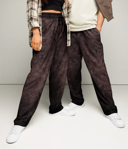 Washed Brown Wide-Leg Joggers