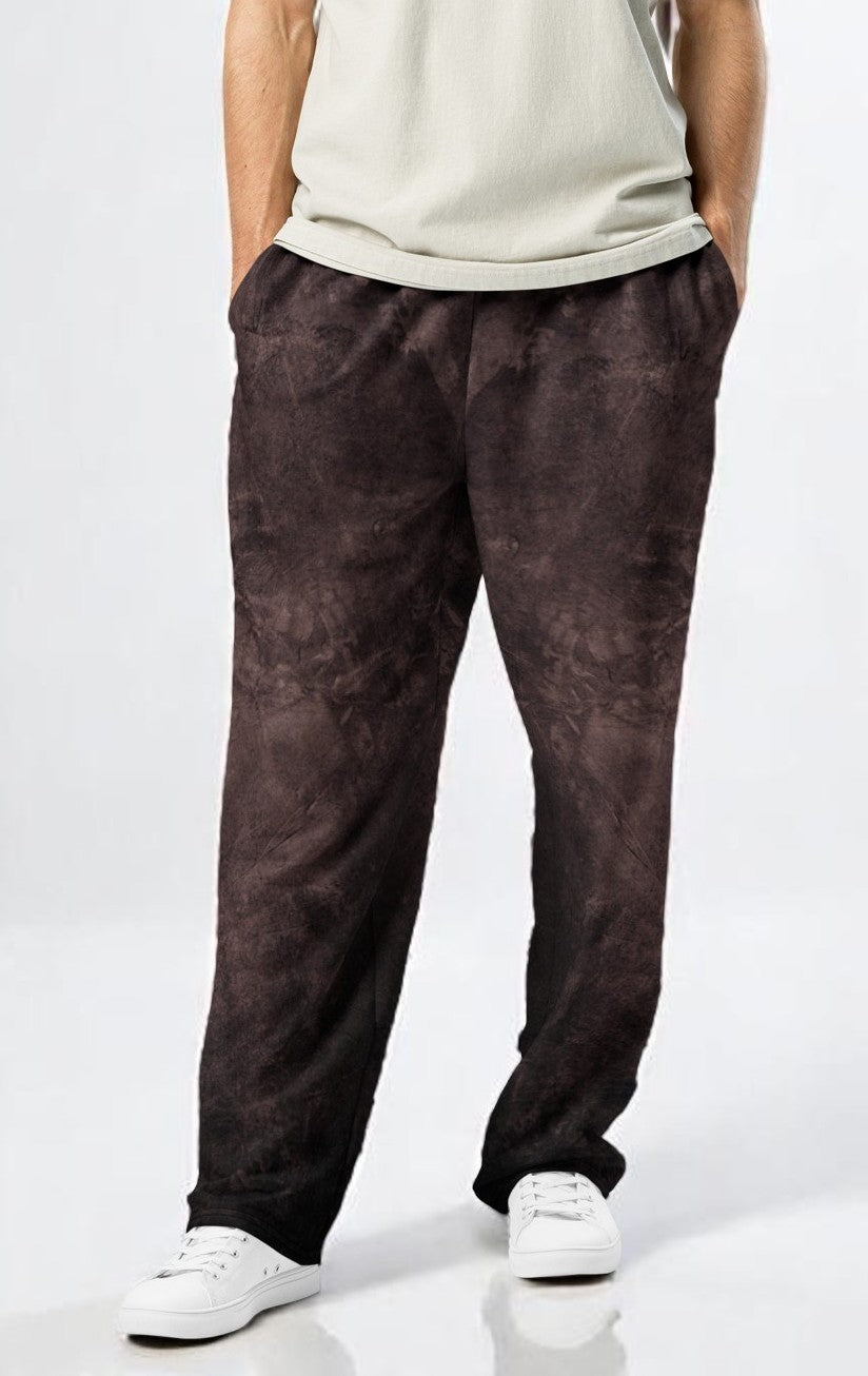Washed Brown Wide-Leg Joggers