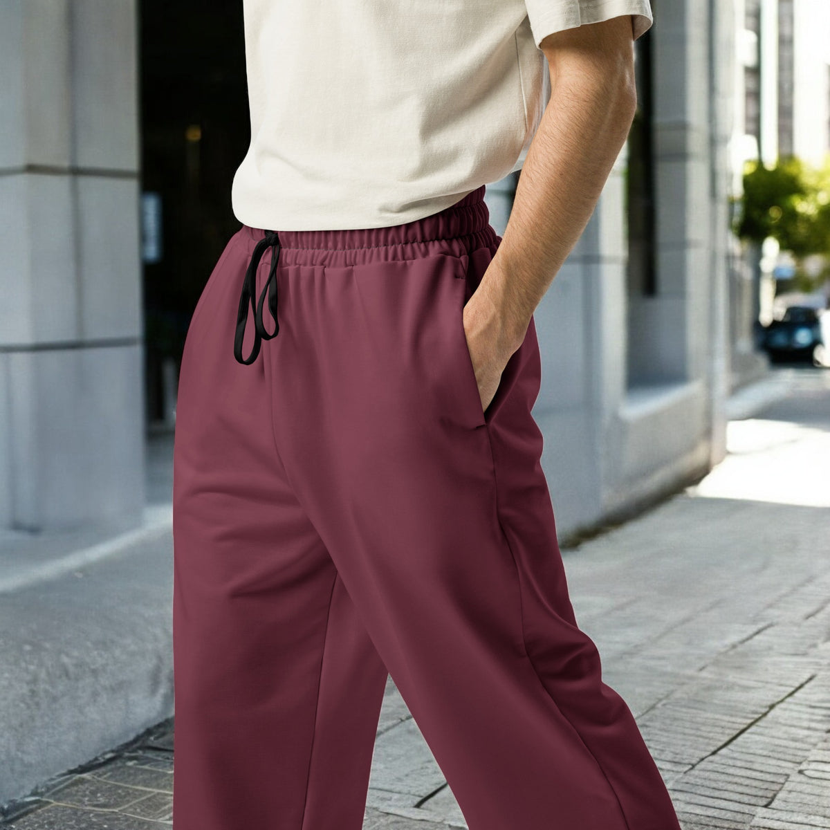 Burgundy Wide-Leg Joggers