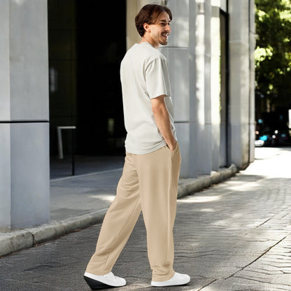 Beige Wide-Leg Joggers