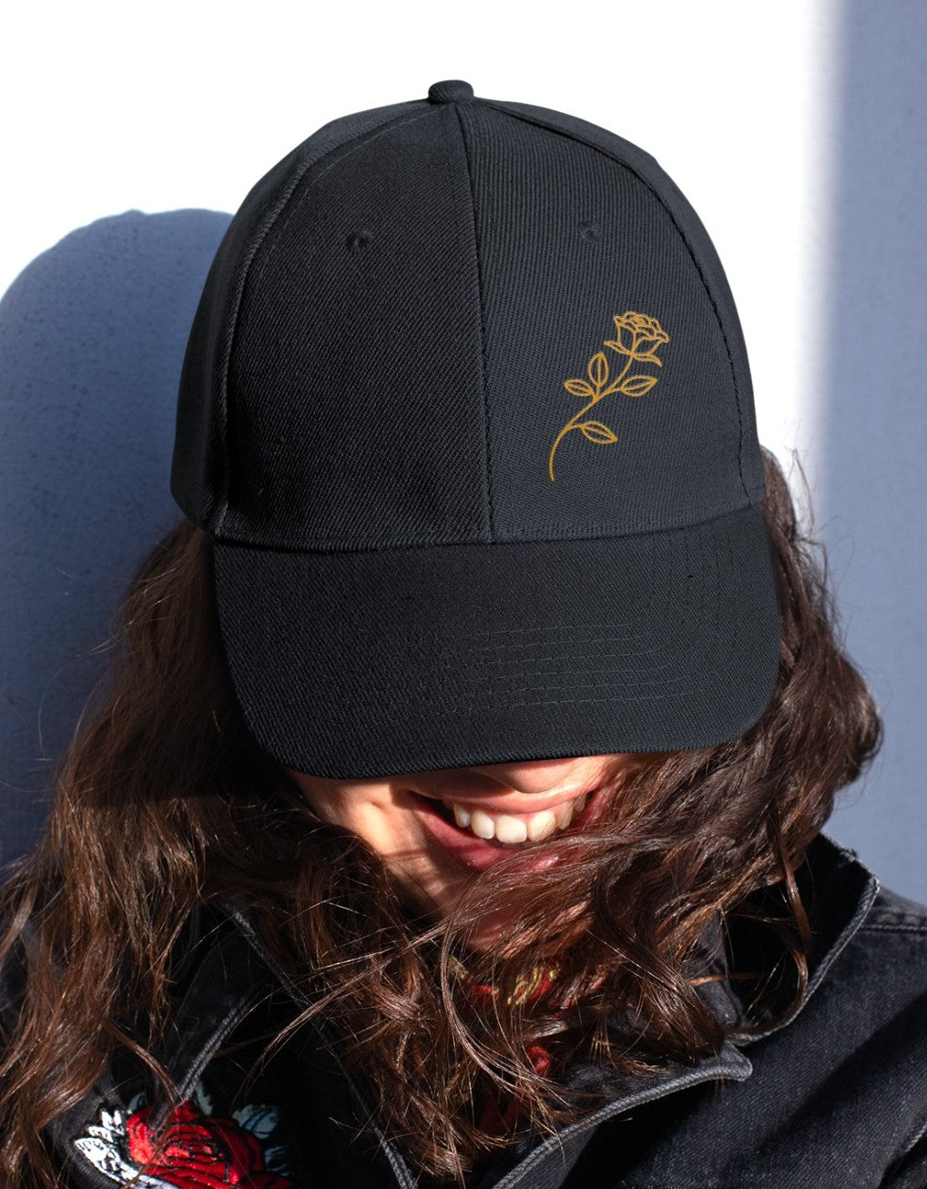 Embroidered Golden Rose Dad Hat