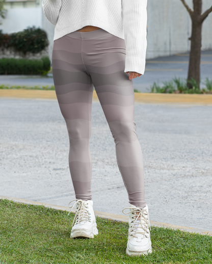 Women's Abstract Grey Wave Leggings