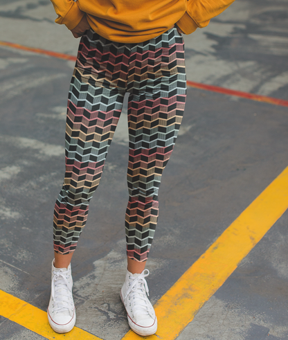 Rainbow Geometric Striped Leggings