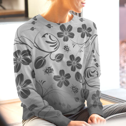 Grey Ombre Floral Women's Sweatshirt