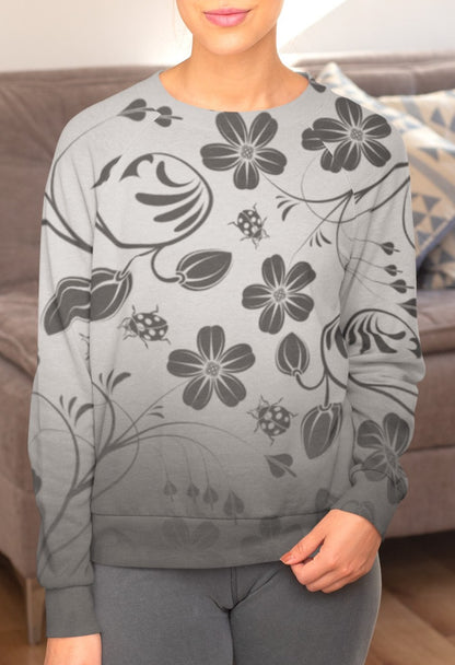 Grey Ombre Floral Women's Sweatshirt