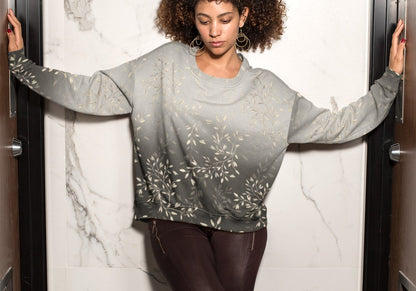 Floral Gold and Grey Ombre Women's Sweatshirt