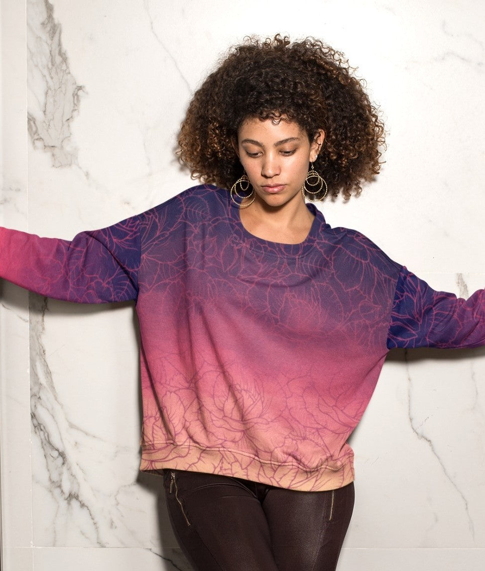 Ombre Sunset Floral Women's Sweatshirt